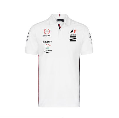 Custom Team Sublimated Racing Polo Shirt for Mens Short Sleeves White Motorcycle Plain