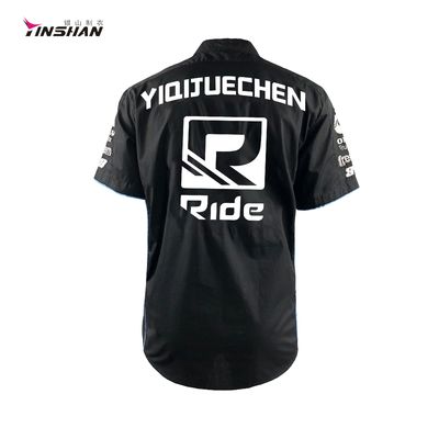 Custom Logo Print Black Motorcycle Top for S-XL Casual and Breathable Team Clothing
