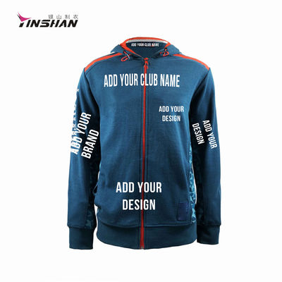 Custom Sportswear Zip Up Hoodies Polyester Long Cotton Fleece Sleeve with Custom Logo