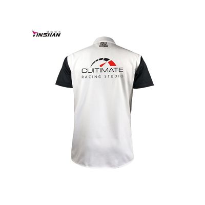 5. Customized Color Logo Custom Logo Sublimation Pit Crew Team Racing T-Shirt for Men