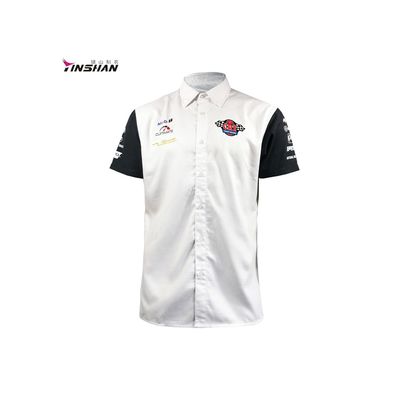 5. Customized Color Logo Custom Logo Sublimation Pit Crew Team Racing T-Shirt for Men
