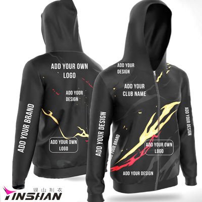 Custom Logo Printing and Embroider 100% Cotton Men's Workout Hoodies with Zipper-up Style