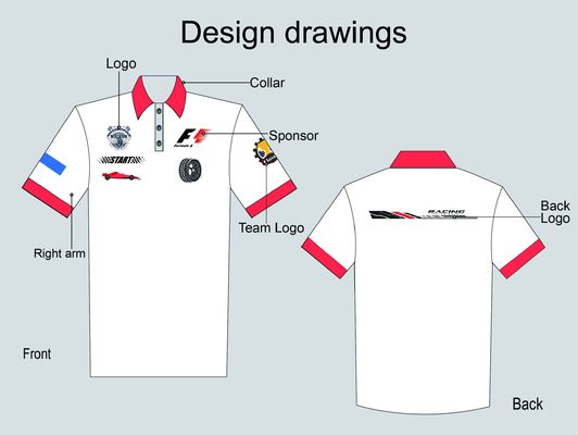 Customized Designs Sublimation Motorsports Racing Polo Shirt for Custom Pit Crew