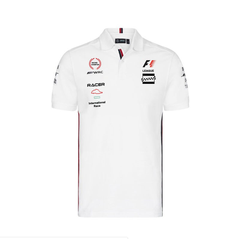 Custom Team Sublimated Racing Polo Shirt for Mens Short Sleeves White Motorcycle Plain