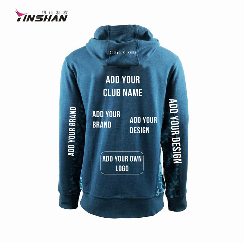 Custom Sportswear Zip Up Hoodies Polyester Long Cotton Fleece Sleeve with Custom Logo