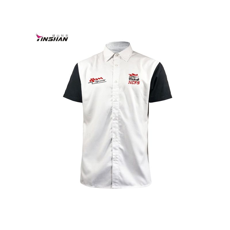 5. Customized Color Logo Custom Logo Sublimation Pit Crew Team Racing T-Shirt for Men